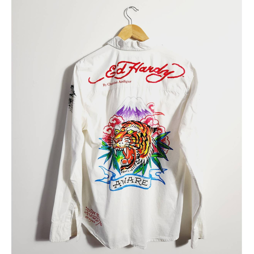 Ed Hardy Tiger Button Up Shirt